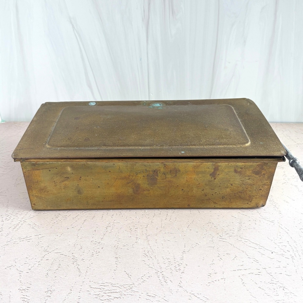 Antique Brass Medical Sterilizer Box Vintage Industrial Decor Stamped Patina